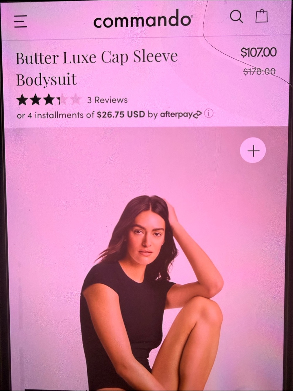 NWOT Commando Butter Luxe Cap Sleeve Bodysuit - Black MEDIUM